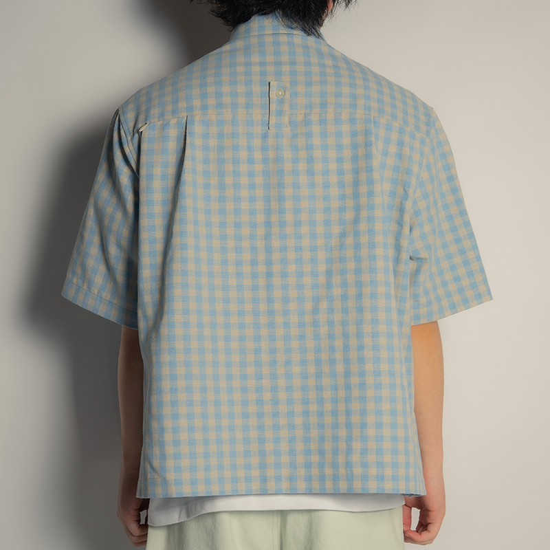 LINEN BLEND GINGHAM S/S SHIRTS -3.COLOR-