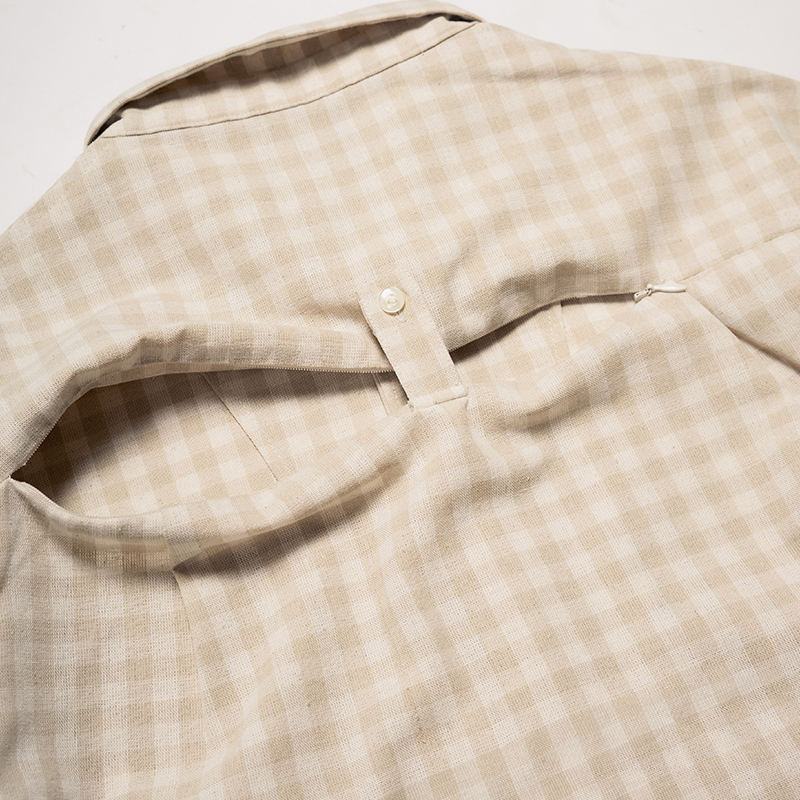 LINEN BLEND GINGHAM S/S SHIRTS -3.COLOR-