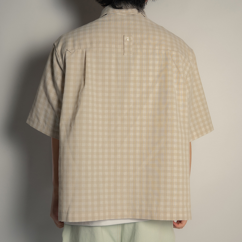 LINEN BLEND GINGHAM S/S SHIRTS -3.COLOR-