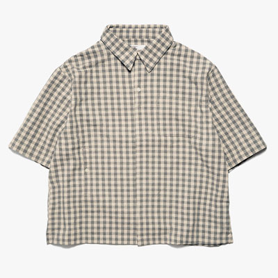 LINEN BLEND GINGHAM S/S SHIRTS -3.COLOR-