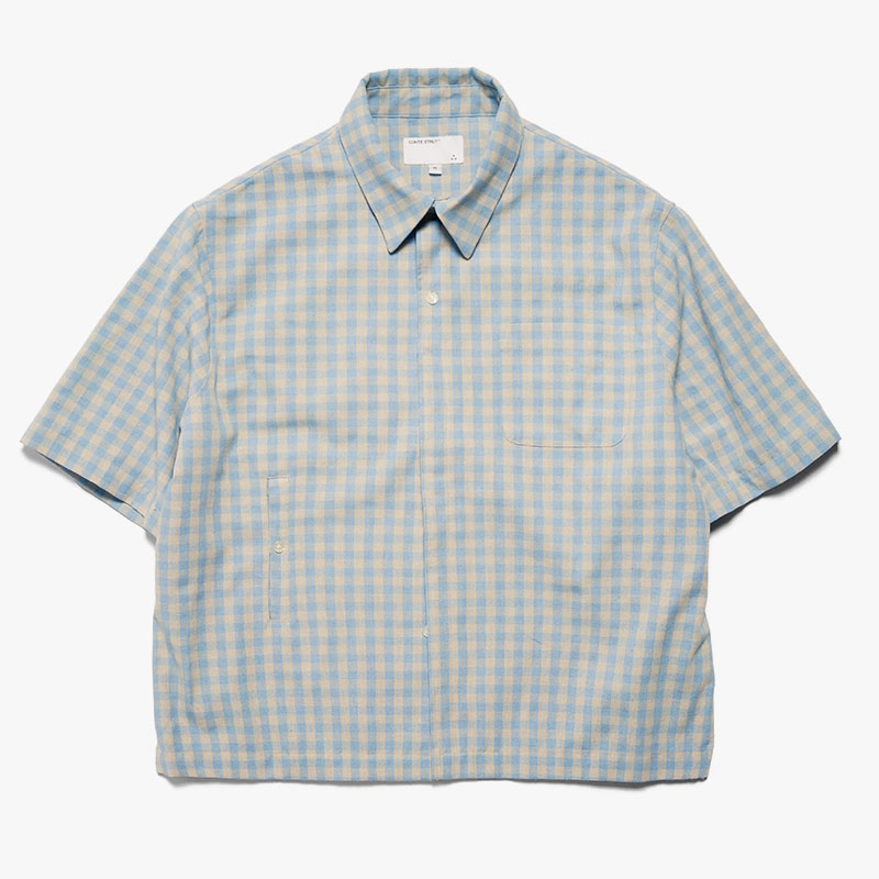 LINEN BLEND GINGHAM S/S SHIRTS -3.COLOR-(L.BLUE)