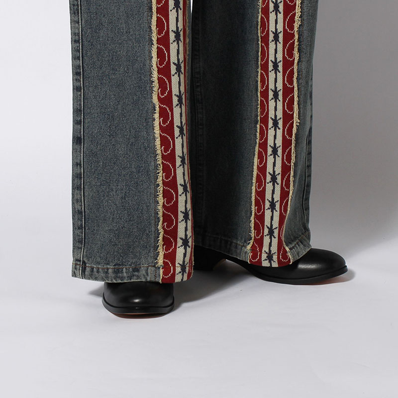 KNIT LINE DENIM PANTS -2.COLOR-