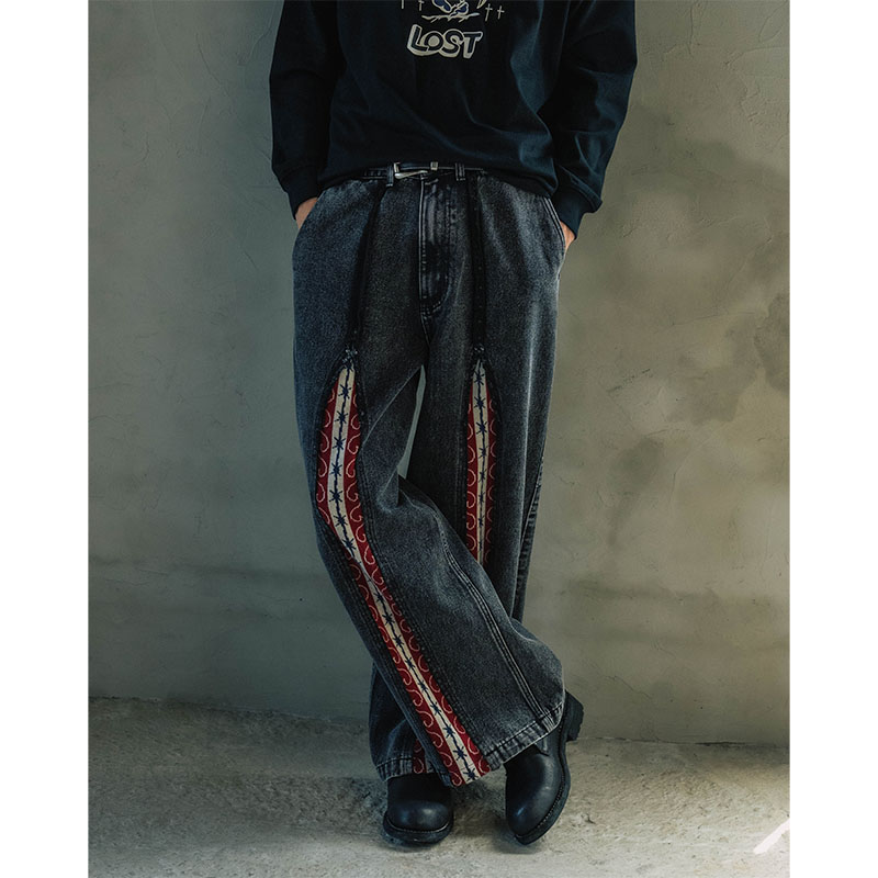 KNIT LINE DENIM PANTS -2.COLOR-