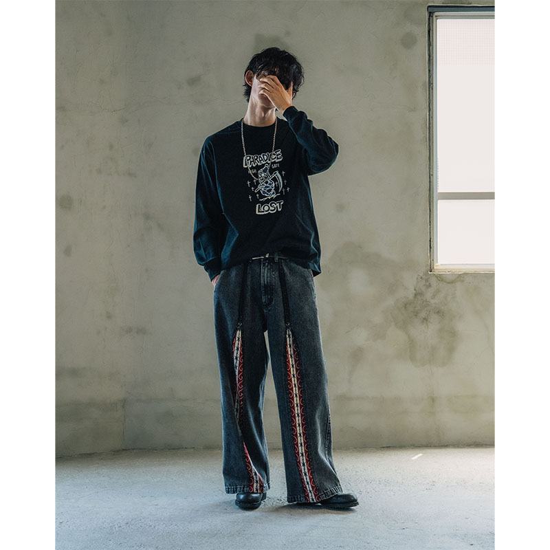 KNIT LINE DENIM PANTS -2.COLOR-