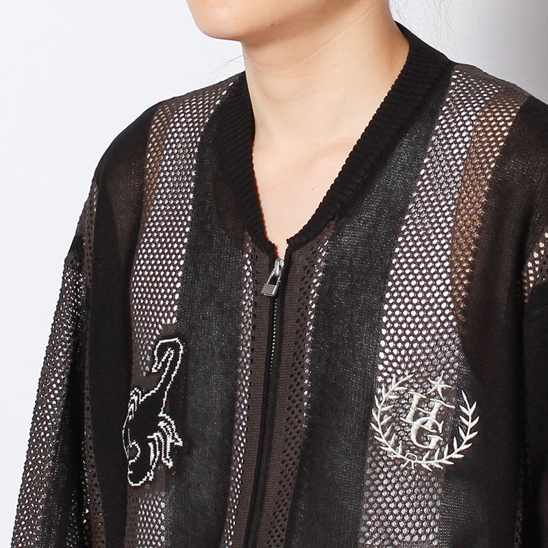 STRIPE MESH GAME BLOUSON -3.COLOR-