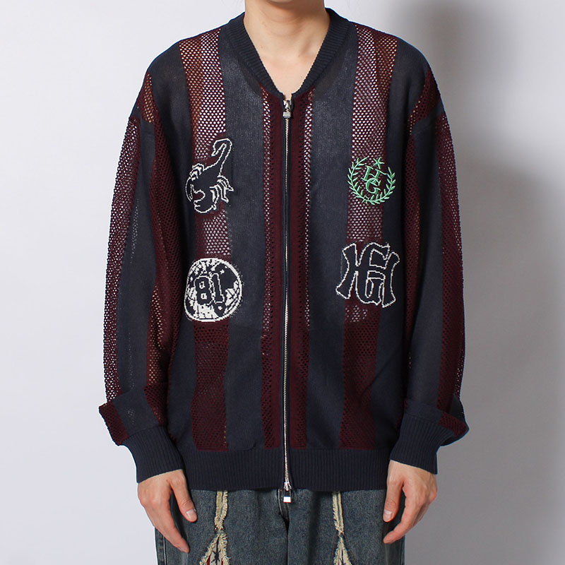 STRIPE MESH GAME BLOUSON -3.COLOR-