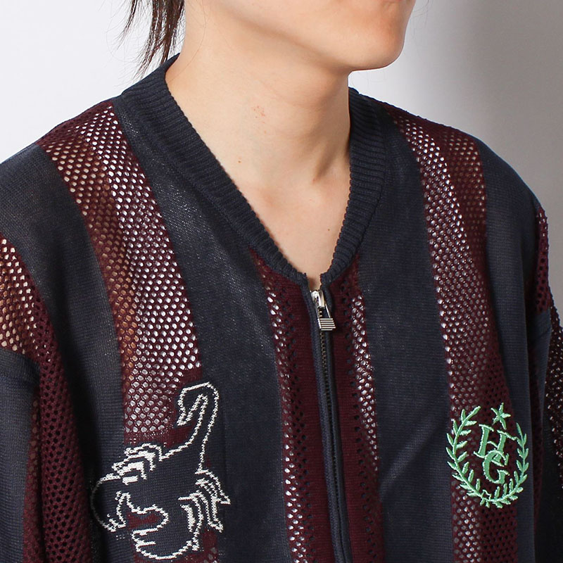 STRIPE MESH GAME BLOUSON -3.COLOR-