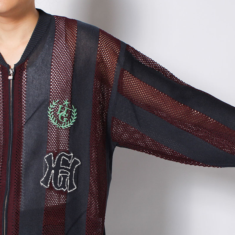 STRIPE MESH GAME BLOUSON -3.COLOR-