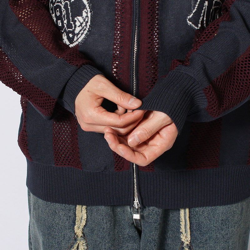 STRIPE MESH GAME BLOUSON -3.COLOR-