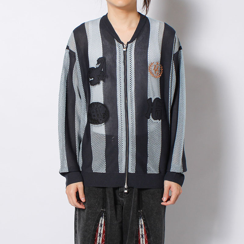 STRIPE MESH GAME BLOUSON -3.COLOR-
