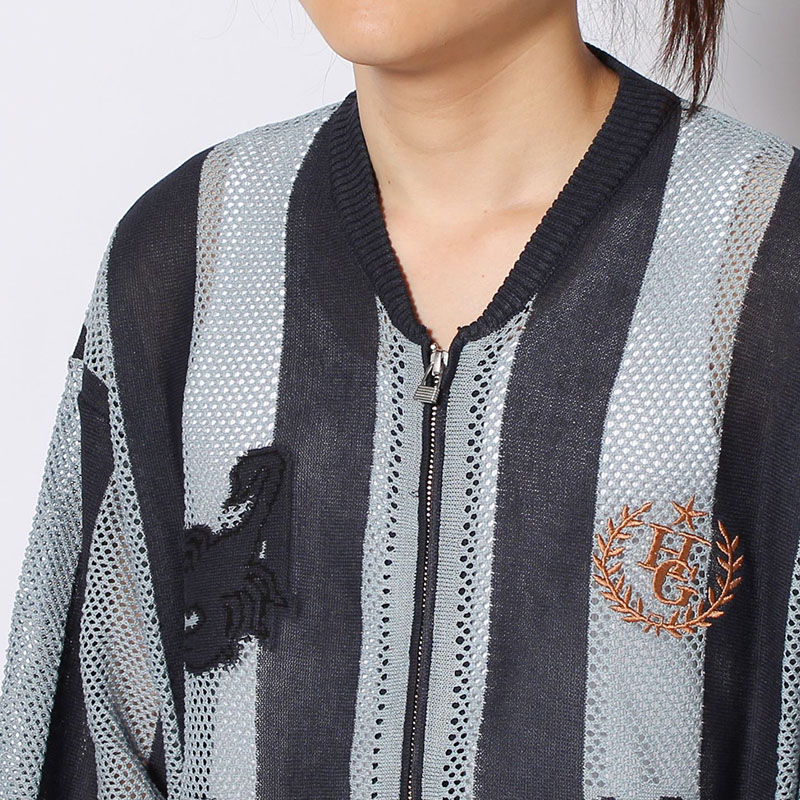 STRIPE MESH GAME BLOUSON -3.COLOR-