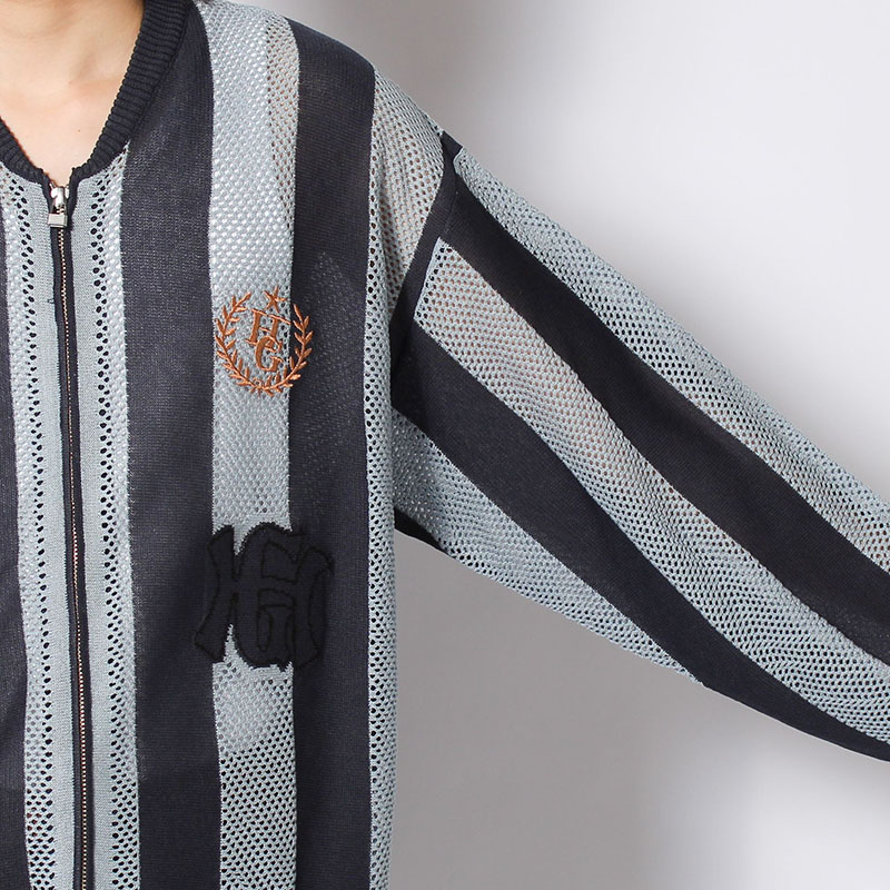 STRIPE MESH GAME BLOUSON -3.COLOR-