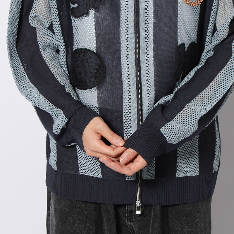 STRIPE MESH GAME BLOUSON -3.COLOR-