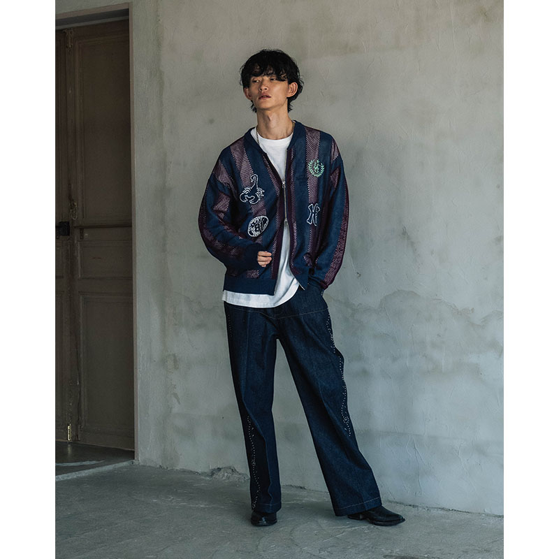 STRIPE MESH GAME BLOUSON -3.COLOR-