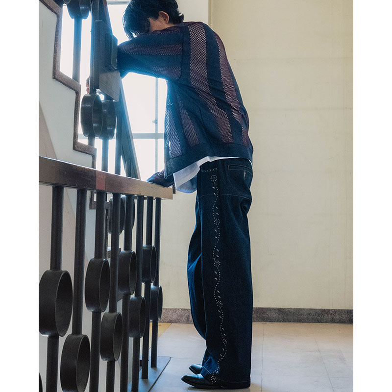 STRIPE MESH GAME BLOUSON -3.COLOR-