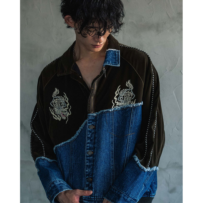 DENIM DOCKING VELVETEEN SOUVENIR JACKET -2.COLOR-