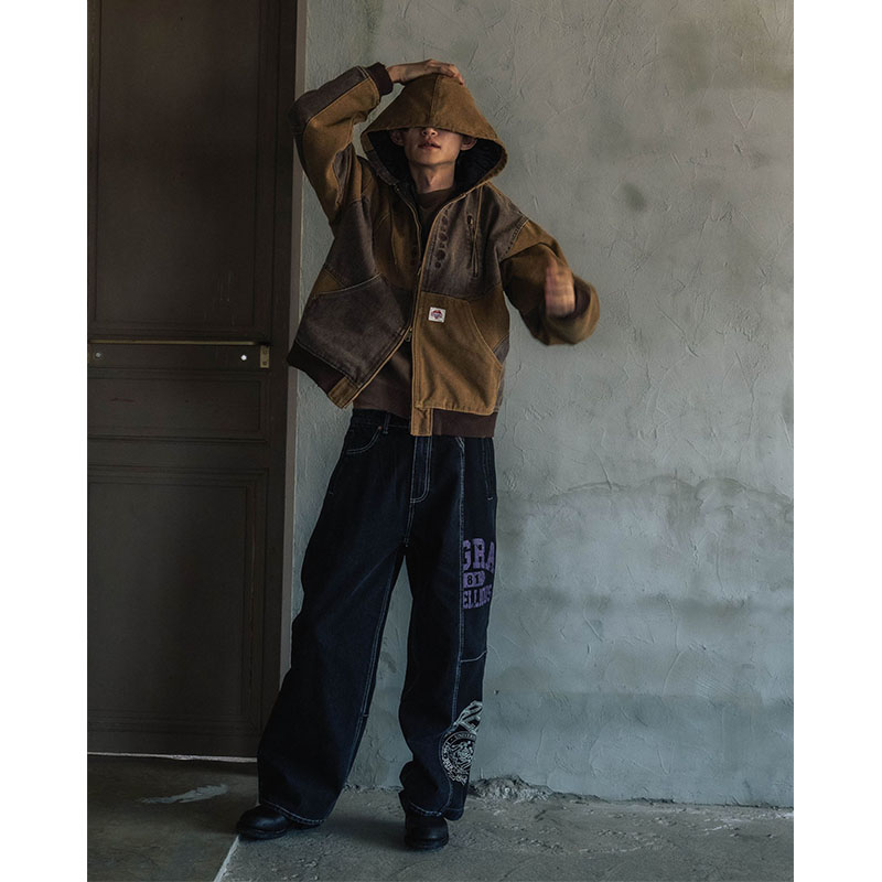 PATCHWORK DUCK HOODIE -2.COLOR-