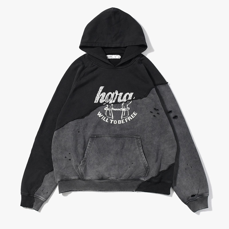 DISTORTED DOCKING HOODIE -2.COLOR-(BLACK)