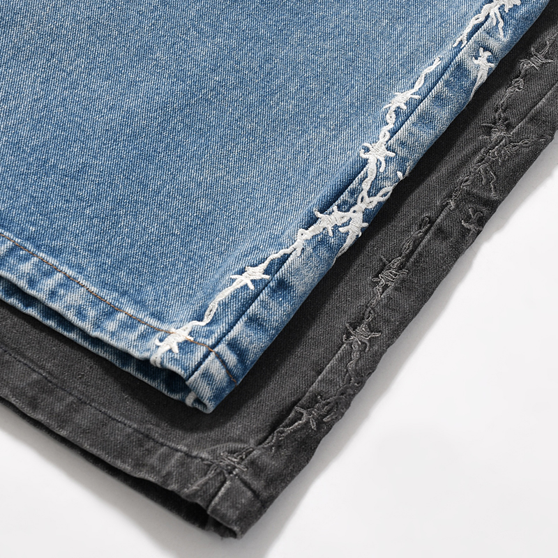 BARBED WIRE DAMAGE DENIM PANTS -2.COLOR-