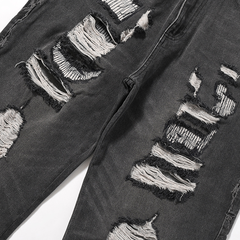 BARBED WIRE DAMAGE DENIM PANTS -2.COLOR-