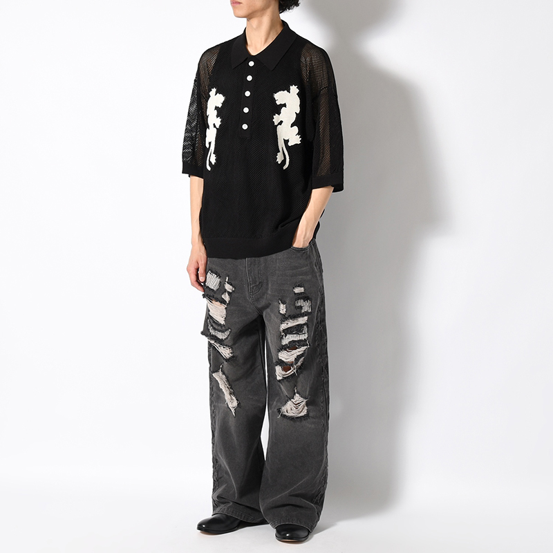 BARBED WIRE DAMAGE DENIM PANTS -2.COLOR-