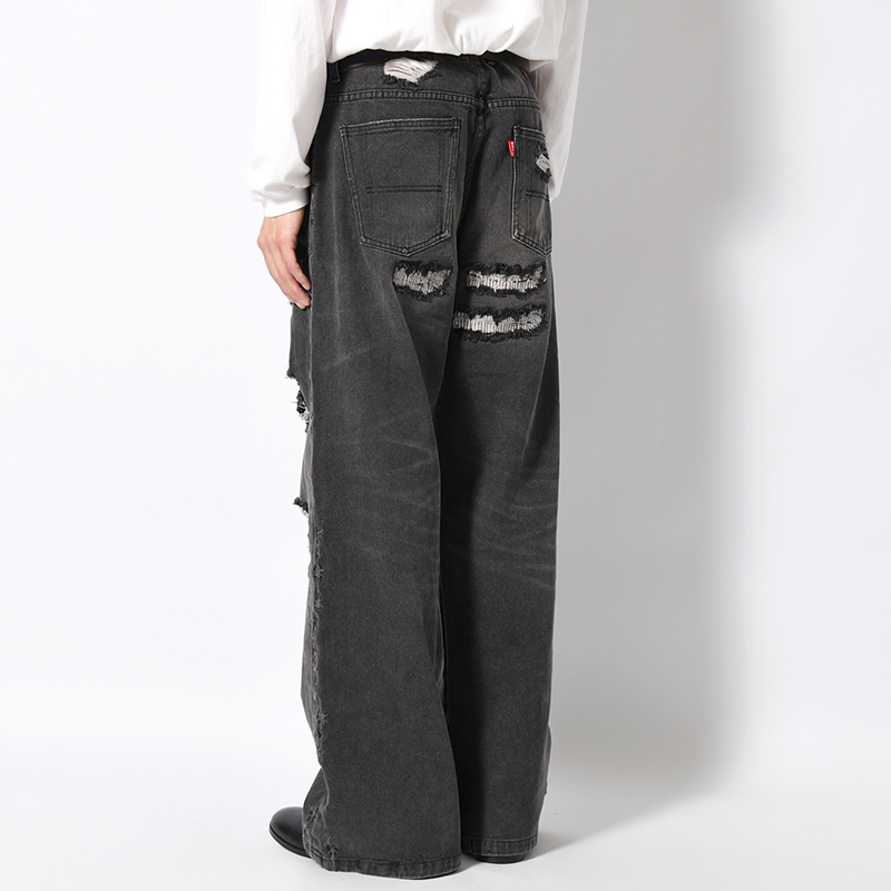 BARBED WIRE DAMAGE DENIM PANTS -2.COLOR-