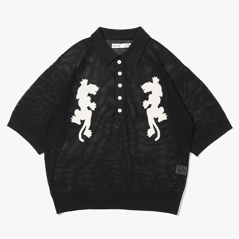 PANTHER MESH KNIT POLO -3.COLOR-(BLACK)