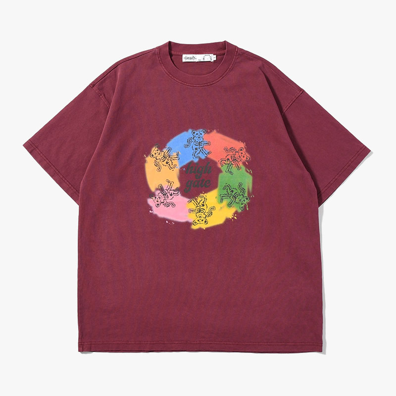 SKULL BEAR TEE -3.COLOR-(BURGUNDY)