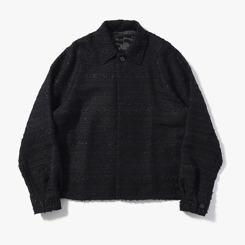 RIBBON BORDER SHORT JACKET -BLACK-