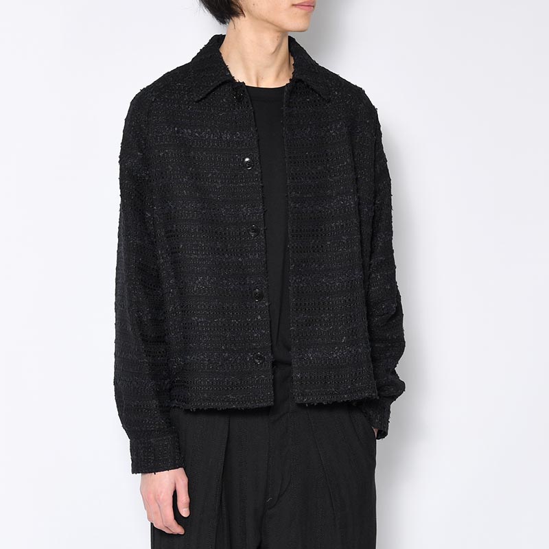 RIBBON BORDER SHORT JACKET -BLACK-