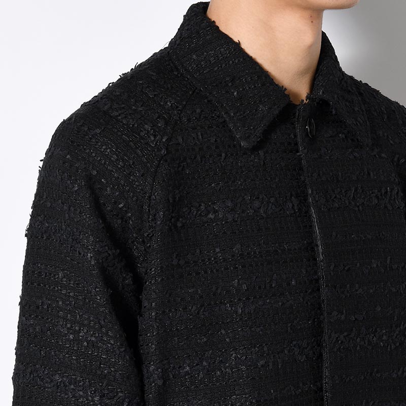 RIBBON BORDER SHORT JACKET -BLACK-