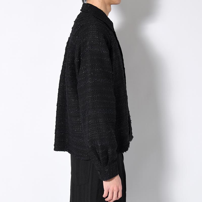 RIBBON BORDER SHORT JACKET -BLACK-