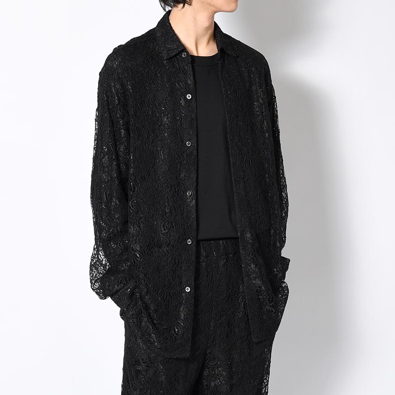 GLITTER LACE L/S SHIRT -BLACK-