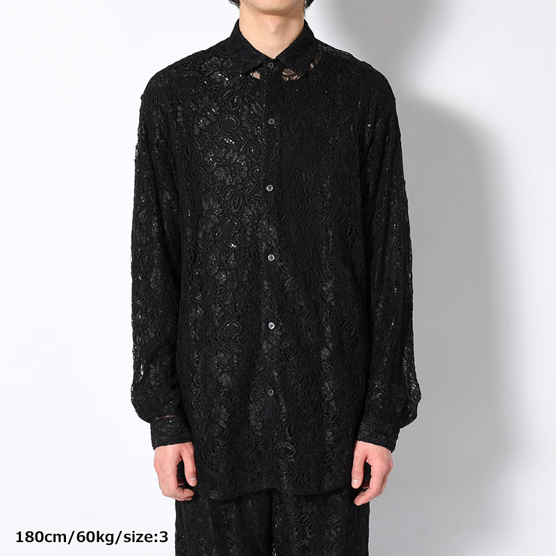 GLITTER LACE L/S SHIRT -BLACK-