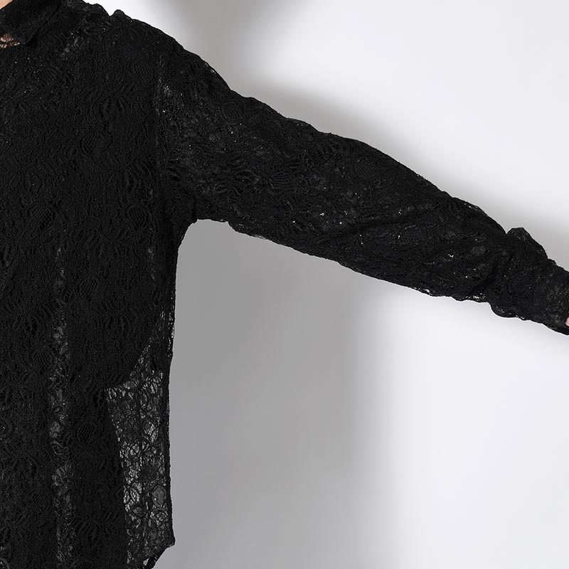 GLITTER LACE L/S SHIRT -BLACK-