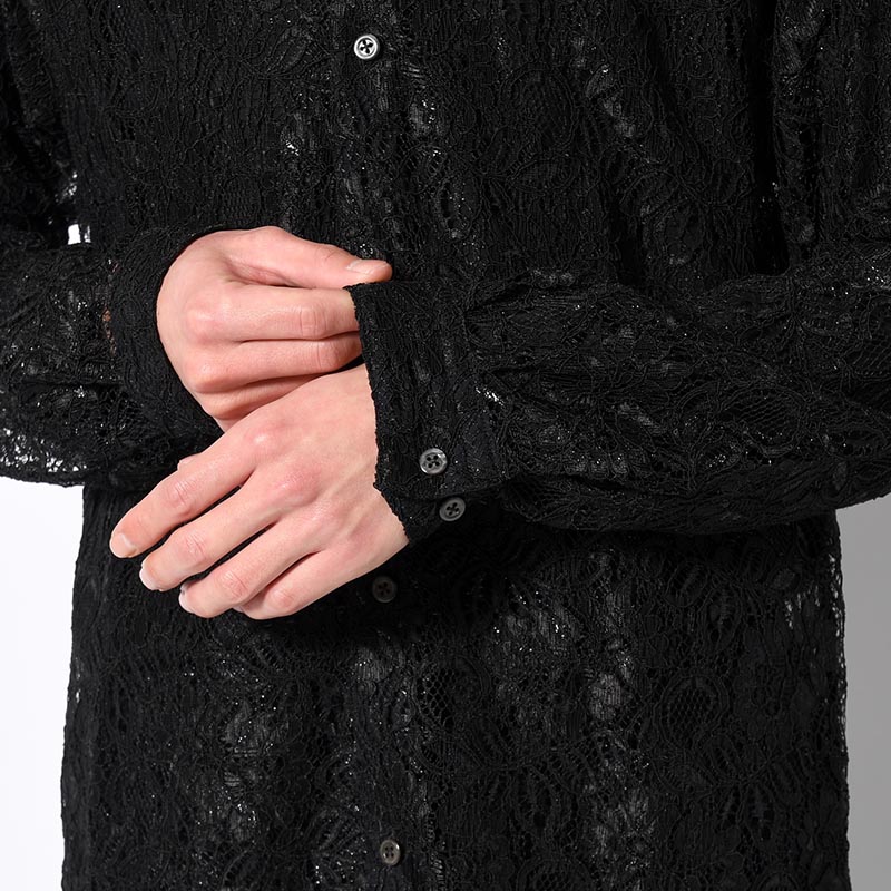 GLITTER LACE L/S SHIRT -BLACK-