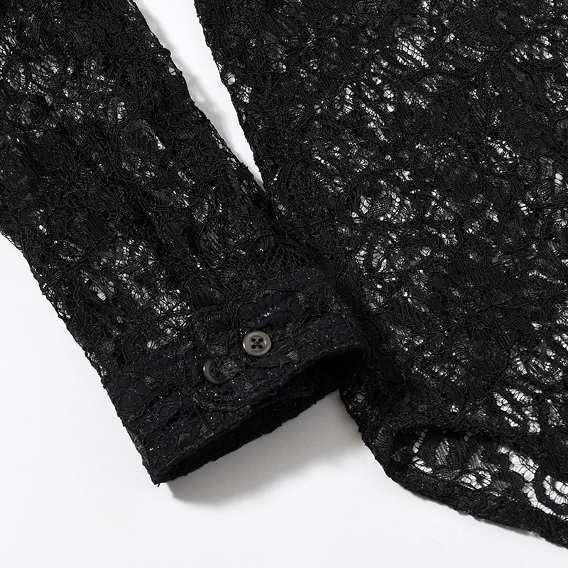 GLITTER LACE L/S SHIRT -BLACK-