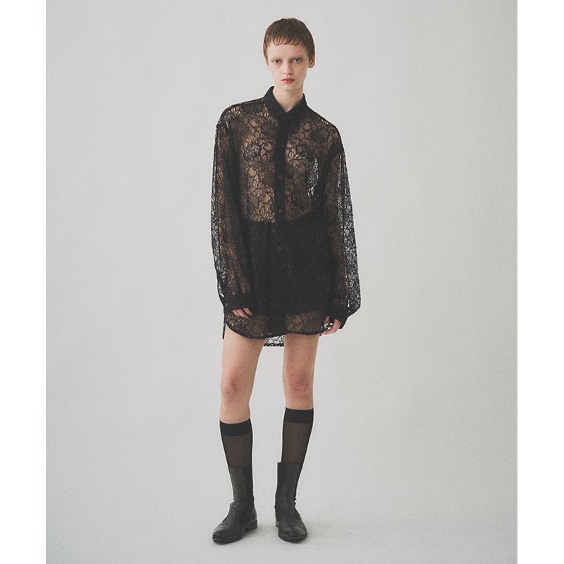 GLITTER LACE L/S SHIRT -BLACK-