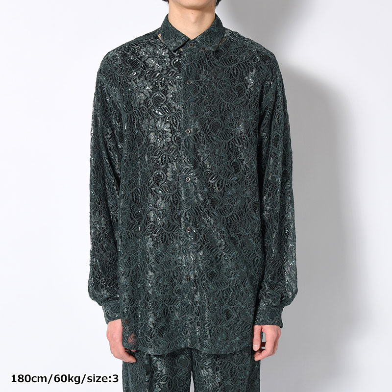 GLITTER LACE L/S SHIRT -GREEN-