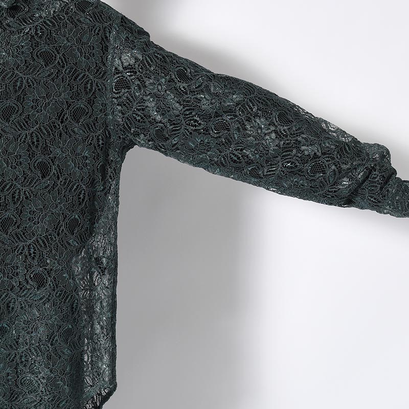 GLITTER LACE L/S SHIRT -GREEN-