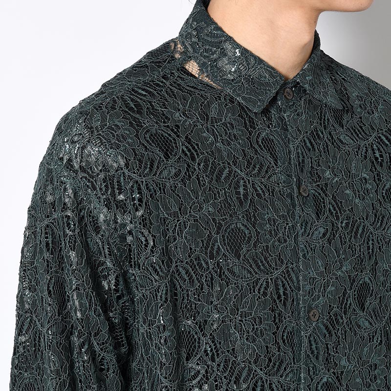 GLITTER LACE L/S SHIRT -GREEN-