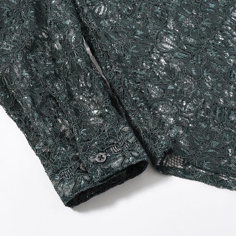 GLITTER LACE L/S SHIRT -GREEN-