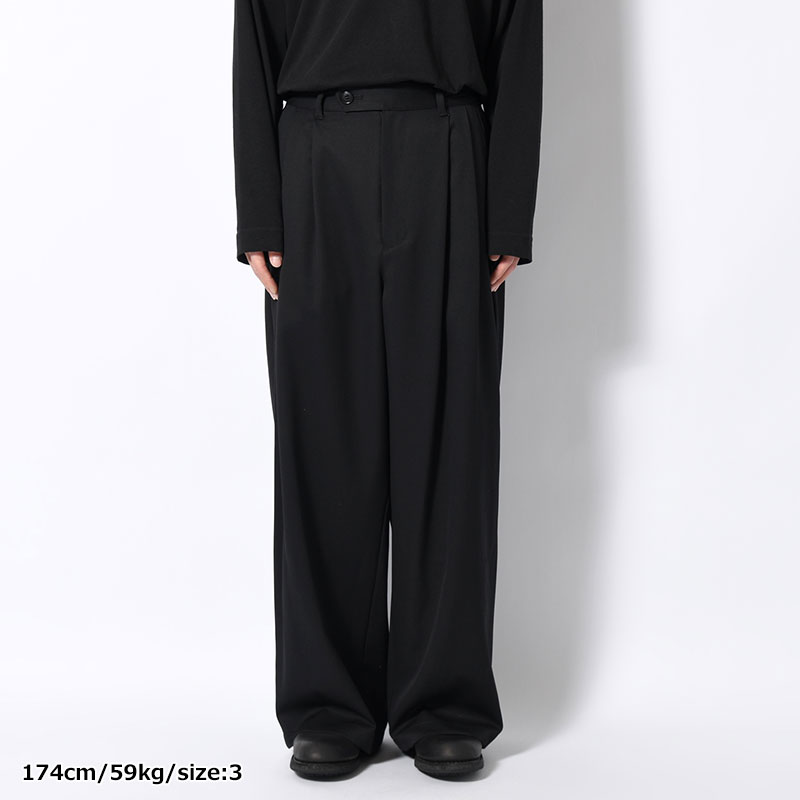 2TUCK WIDE EASY PANTS -BLACK-