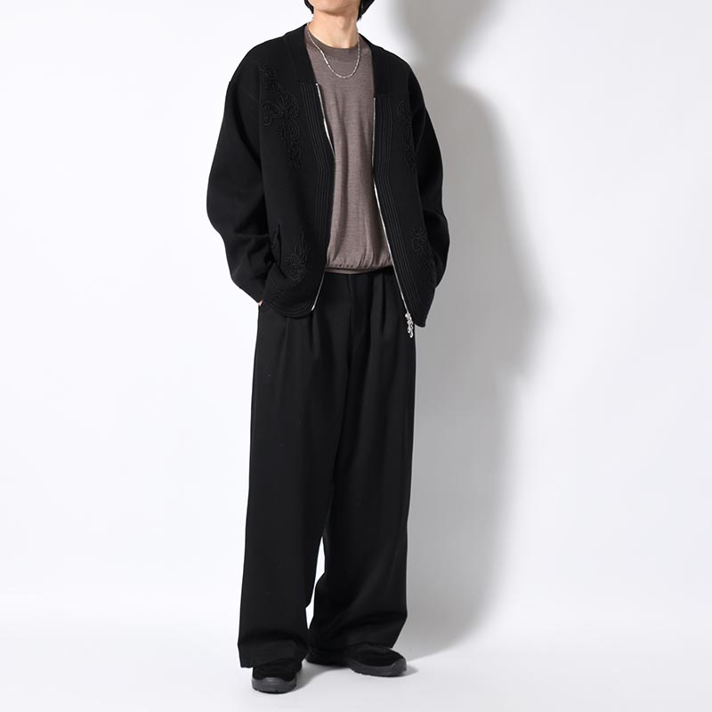 2TUCK WIDE EASY PANTS -BLACK-