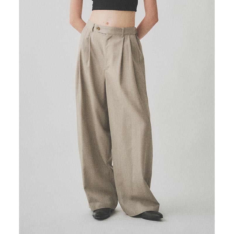 2TUCK WIDE EASY PANTS -GREIGE-