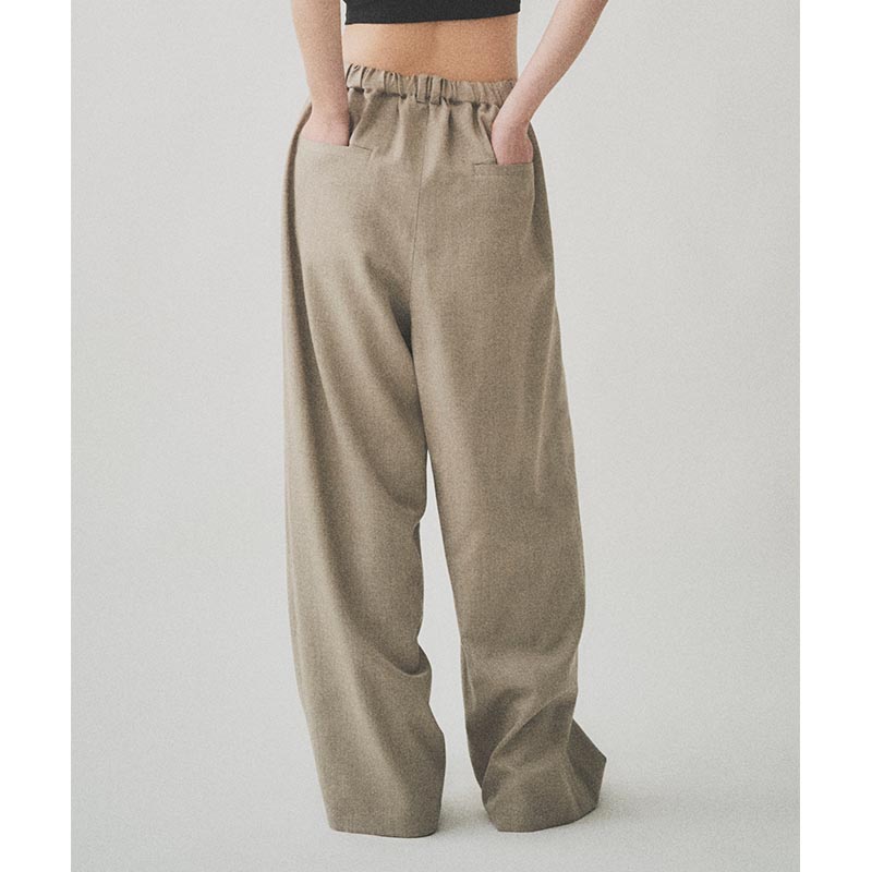 2TUCK WIDE EASY PANTS -GREIGE-