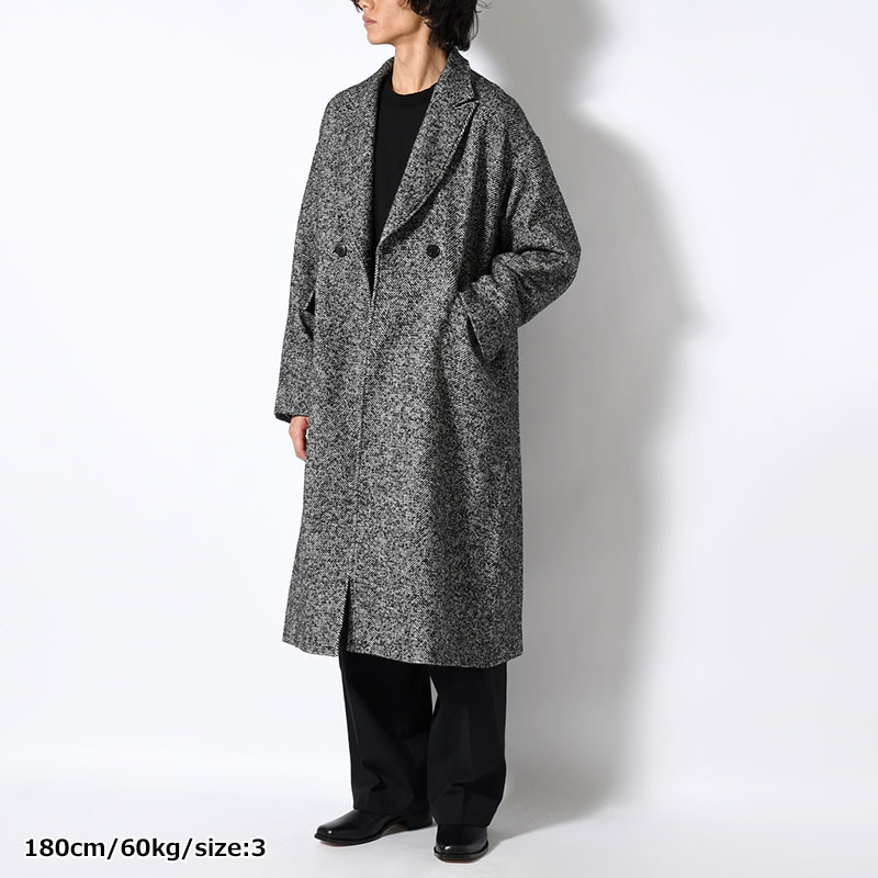 STRUCTURED CHESTER COAT (HERRINGBONE) -BLACK-