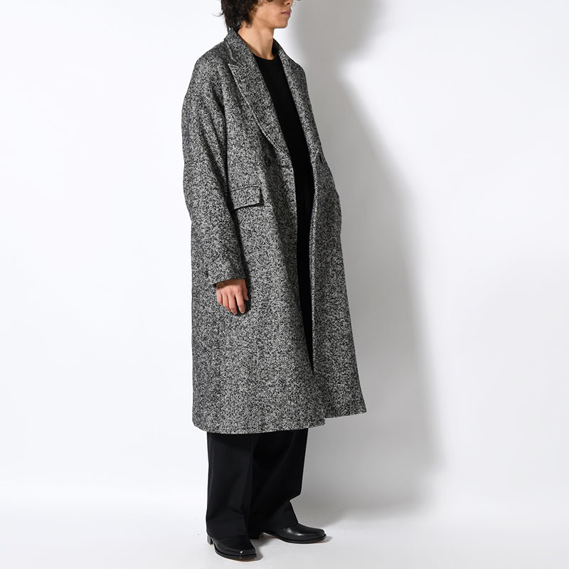 STRUCTURED CHESTER COAT (HERRINGBONE) -BLACK-