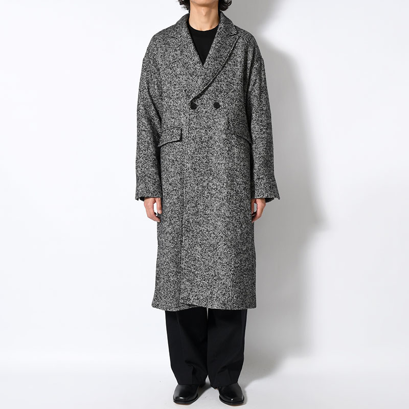 STRUCTURED CHESTER COAT (HERRINGBONE) -BLACK-