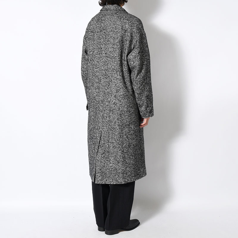 STRUCTURED CHESTER COAT (HERRINGBONE) -BLACK-